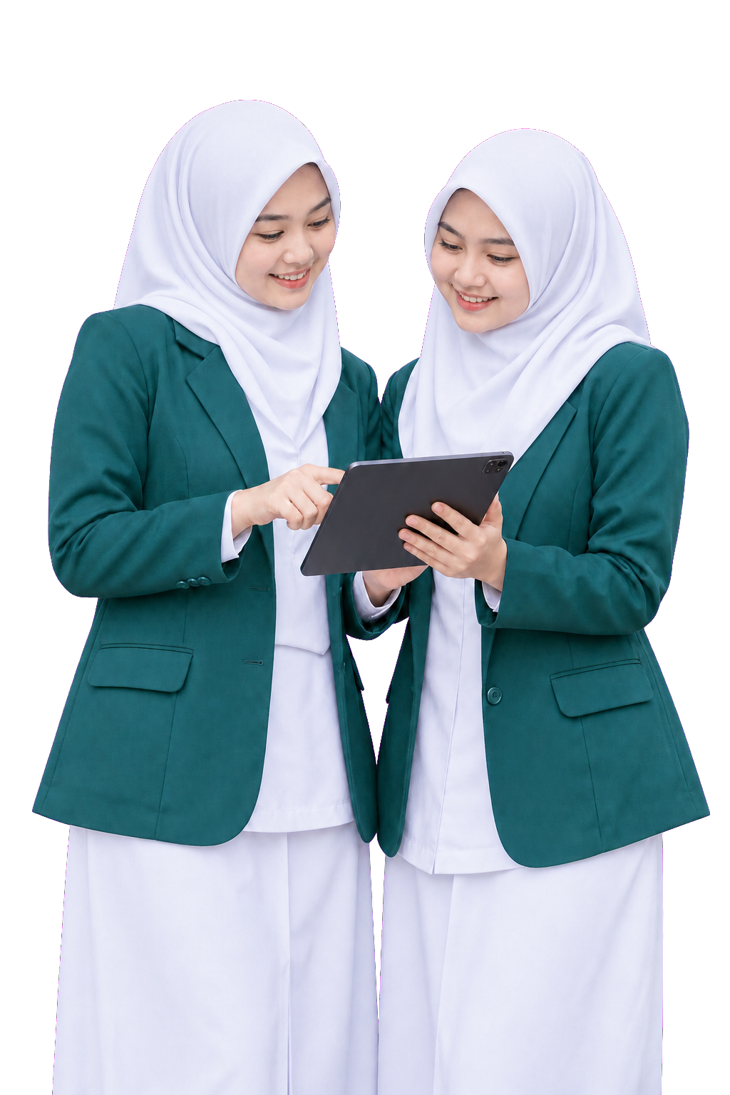 Dua mahasiswi Kebidanan UMRI berdiskusi menggunakan tablet