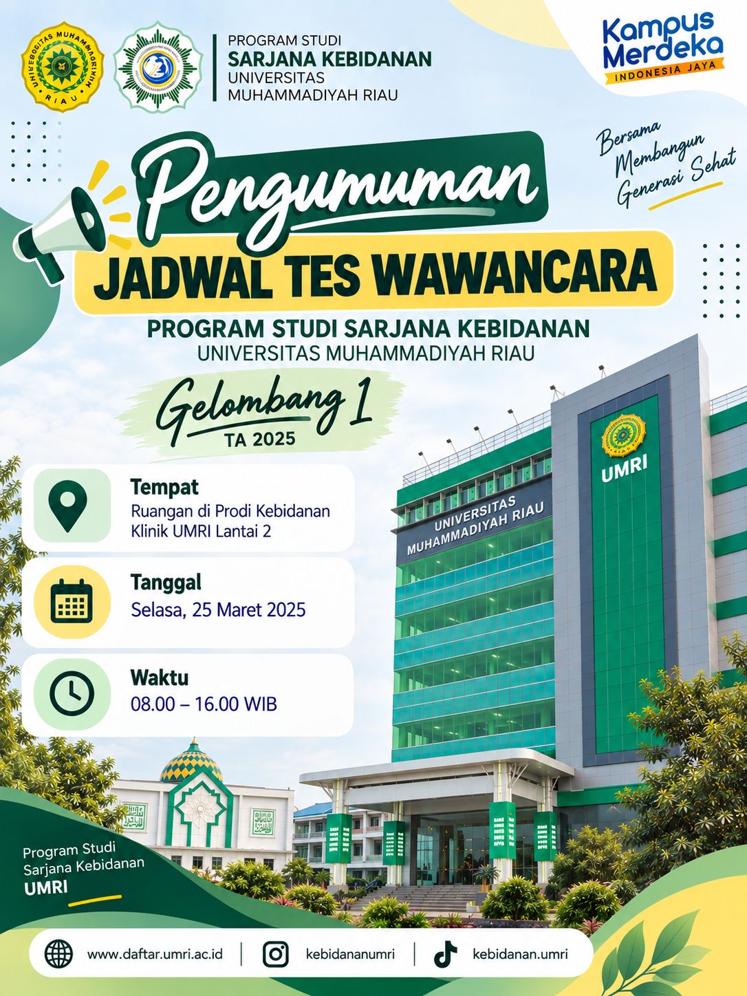 Jadwal Tes Wawancara Gelombang 1 TA 2025/2026