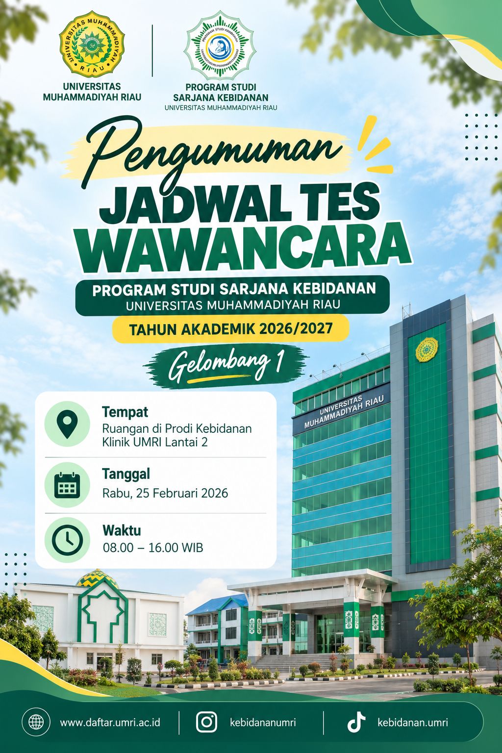 Jadwal Tes Wawancara Gelombang 1 TA 2026/2027
